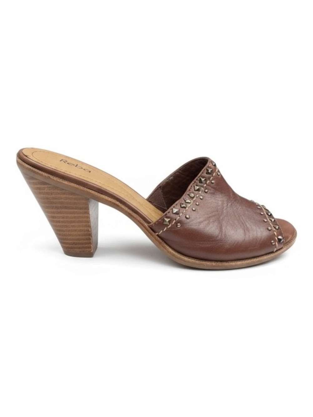 Reba by Reba McEntire ❁ Jasper Leather Open Toe Studded Sandals ❁ Brown ❁ 8.5M ❁